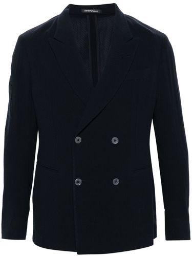 Wool Double-breasted Blazer Jacket - Emporio Armani - Modalova