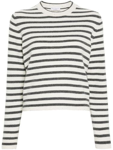 Striped Cashmere Blend Sweater - Brunello Cucinelli - Modalova