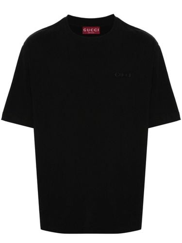 Embroidered Logo Cotton T-shirt - Gucci - Modalova