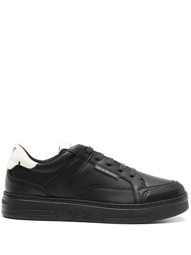 Logo Leather Sneakers - Emporio Armani - Modalova