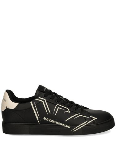 Logo Leather Sneakers - Emporio Armani - Modalova