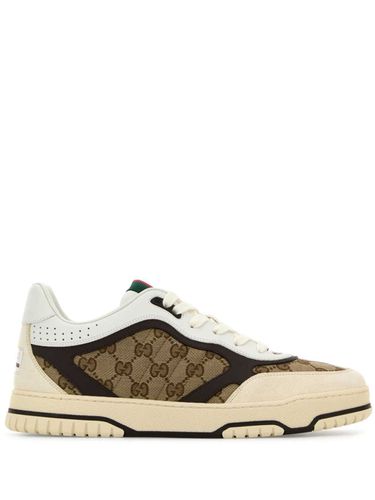 Re-web Leather And Canvas Sneakers - Gucci - Modalova