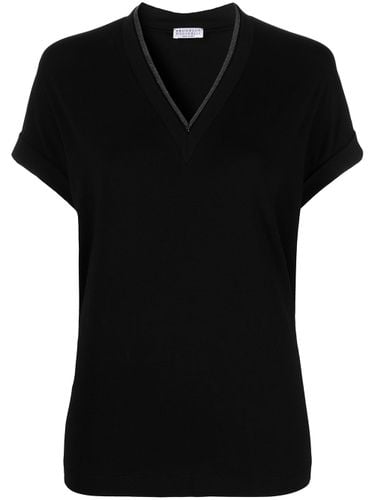 Cotton V-necked T-shirt - Brunello Cucinelli - Modalova