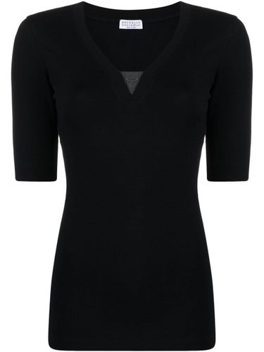 Cotton V-necked Top - Brunello Cucinelli - Modalova