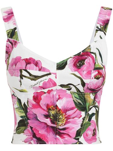 Printed Cotton Bustier Top - Dolce & Gabbana - Modalova