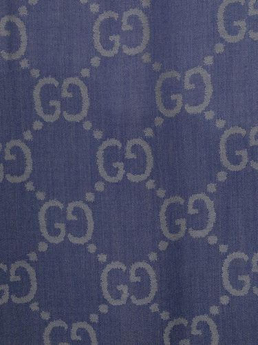 GUCCI - Stole In Silk And Gg Cotton - Gucci - Modalova