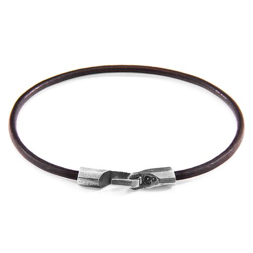 Mocha Talbot Silver and Round Leather Bracelet - ANCHOR & CREW - Modalova
