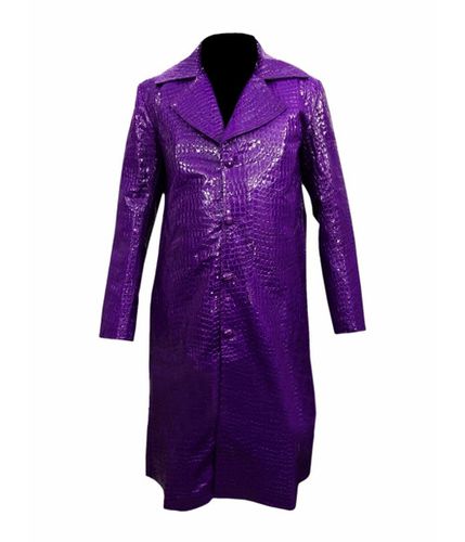 Jared Leto Suicide Squad Joker Crocodile Texture Purple Synthetic Coat - Feather skin - Modalova