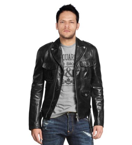 Men's Biker Style Motorbike Genuine Leather Jacket BK021 - Feather skin - Modalova