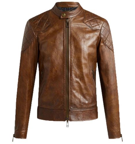 Men's Biker Style Motorbike Genuine Leather Jacket BK029 - Feather skin - Modalova
