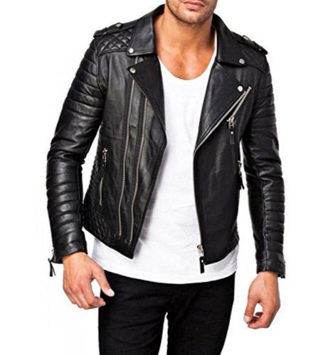 Motorbike Genuine Leather Jacket Black - Feather skin - Modalova