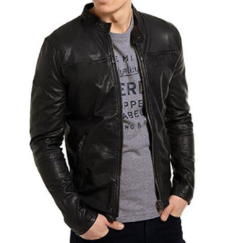 Men's Fashion Genuine Leather Jacket FSH046 - Feather skin - Modalova