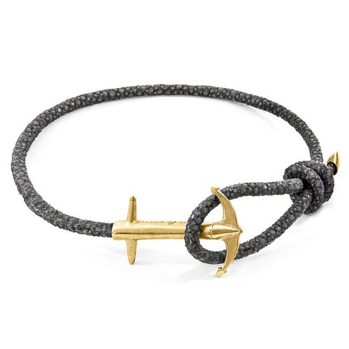 Shadow Admiral Anchor 9ct Yellow Gold and Stingray Leather Bracelet - ANCHOR & CREW - Modalova
