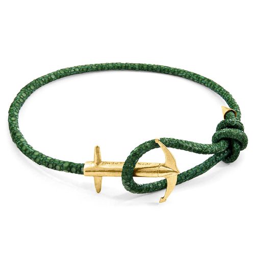 Racing Admiral Anchor 9ct Yellow Gold and Stingray Leather Bracelet - ANCHOR & CREW - Modalova