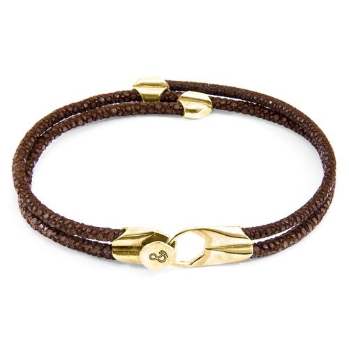 Mocha Conway 9ct Yellow Gold and Stingray Leather Bracelet - ANCHOR & CREW - Modalova