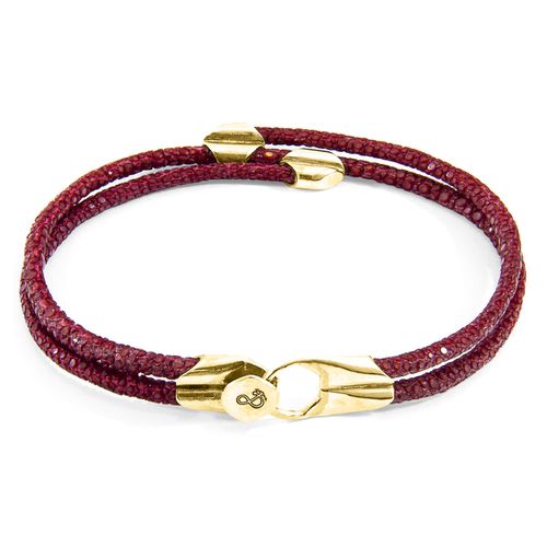 Bordeaux Conway 9ct Yellow Gold and Stingray Leather Bracelet - ANCHOR & CREW - Modalova