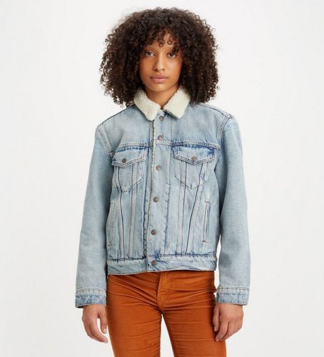 Sherpa Trucker Jacket Ex-Boyfriend clair (L), Casuel, Coton, Denim, Manche longue - Levi's - Modalova