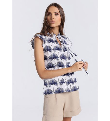 Blouse imprimée avec un n?ud sur le col (M), Casuel, Coton, Sans manches / bretelles - Victorio & Lucchino, V&L - Modalova