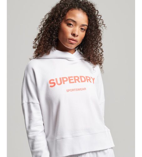 W2011829A Sweat court (L), Blanc, Casuel, Coton, Manche longue - Superdry - Modalova