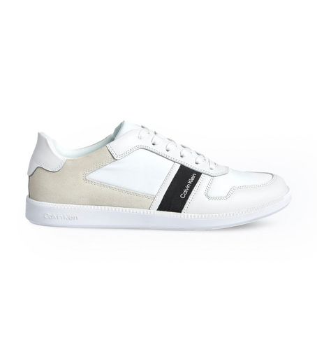 HM0HM00491 Logo Leather Sneakers (46), Cuir, Blanc, Plat, Lacets, Casuel - Calvin Klein - Modalova