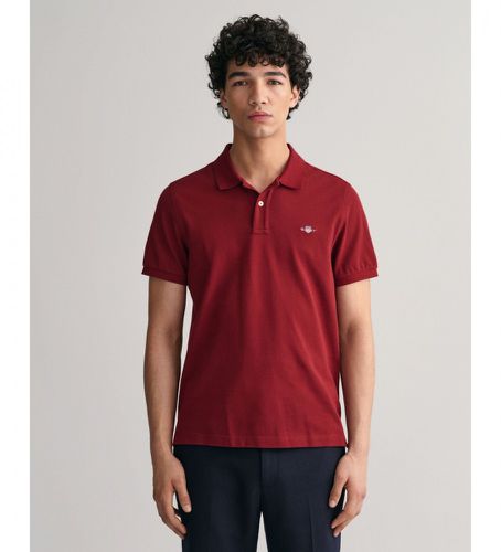 Polo en piqué Coupe régulière Bouclier marron (S), Rouge, Casuel, Grenat, Coton, Classique, Manche courte - Gant - Modalova