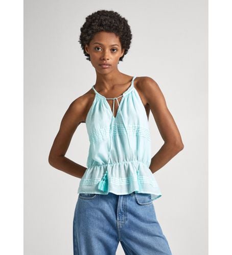 PL304821 Top à col en V avec bretelles turquoises (S), Casuel, Coton, Sans manches / bretelles - Pepe Jeans - Modalova