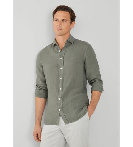 HM309744 Chemise verte teintée dans la masse (XL), Casuel, Lin, Classique, Manche longue - Hackett London - Modalova