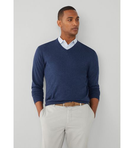 HM703086 Pull V en cachemire (M), Casuel, Coton, Manche longue, Marine - Hackett London - Modalova