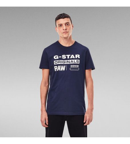 D14143-336-6067 T-shirt Graphic 8 (XS), Casuel, Manche courte, Le coton biologique, Durable, Marine - G-Star - Modalova