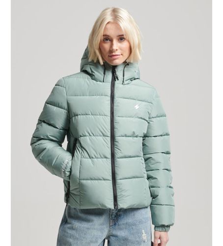 W5011630A Spirit Sports Hooded Quilted Jacket (XXS), Casuel, Vert, Polister recyclé, Durable - Superdry - Modalova