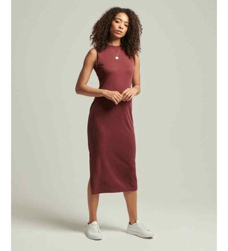 W8011157A Robe midi en maille avec détails dans le dos, marron (XS), Casuel, Grenat, Modal, Sans manches / bretelles - Superdry - Modalova