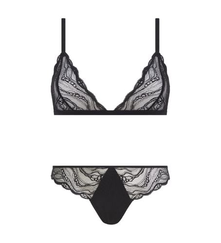 QF8209E Ensemble de sous-vêtements en dentelle transparente noire (L), Homewear, Polyamide - Calvin Klein - Modalova