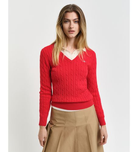 Pull en tricot avec col en pointe en coton extensible (L), Casuel - Gant - Modalova