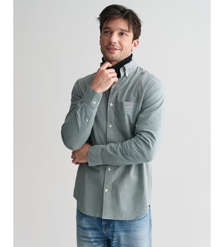 Chemise en popeline de coupe régulière à carreaux micro-imprimés Vichy verts (M), Casuel, Coton, Manche longue - Gant - Modalova