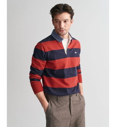 Polo en chambray à rayures rouges (4XL), Casuel, Coton, Manche longue - Gant - Modalova