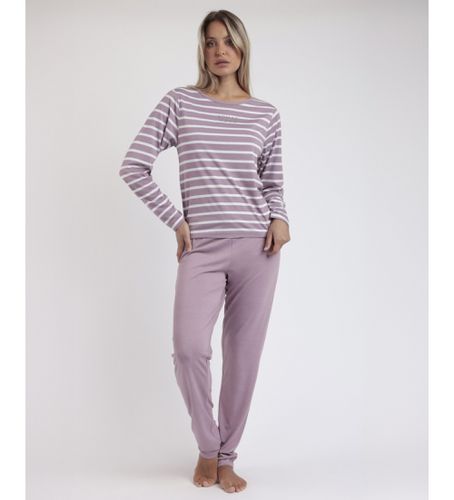 Pyjama manches longues rayures maison lilas (M), Homewear, Violet, Polyester, Manche longue - Admas - Modalova