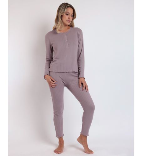 Pyjama - Top à manches longues en côtes douces lilas (S), Homewear, Violet, Coton, Manche longue - Admas - Modalova