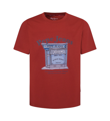 PM509638 T-shirt Aggo marron (S), Casuel, Grenat, Manche courte, Le coton biologique, Durable - Pepe Jeans - Modalova