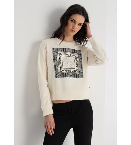 Sweat sans capuche avec graphisme stylisé (XS), Beige, Casuel, Coton, Manche longue - Victorio & Lucchino, V&L - Modalova