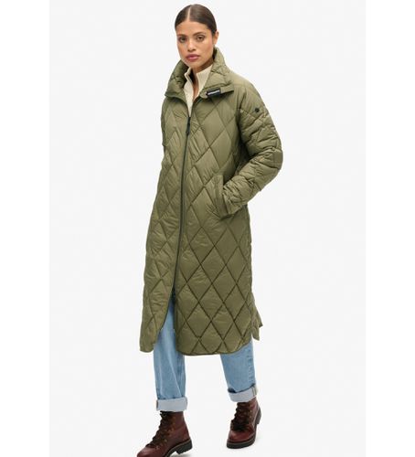 W5011796A Veste matelassée extra longue avec doublure verte (S), Casuel, Polyester, Durable - Superdry - Modalova