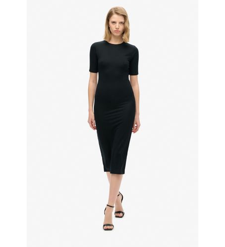 W8011766A Robe midi en maille à manches courtes engro (S), Noir, Casuel, Fête, Classique, Modal, Manche courte - Superdry - Modalova