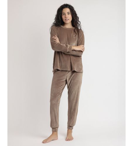 Pyjama manches longues rayé Relax Home marron (M), Homewear, Polyester, Manche longue - Admas - Modalova