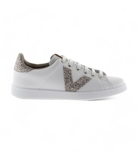 Baskets en cuir Tennis & Chips Glitter (36), Blanc, Plat, Lacets, Casuel - Victoria - Modalova