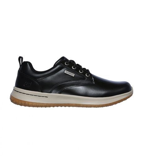 Baskets en cuir Delson Antigo round lace up (45), Noir, Plat, 1 à 3 cm, Lacets, Casuel - Skechers - Modalova