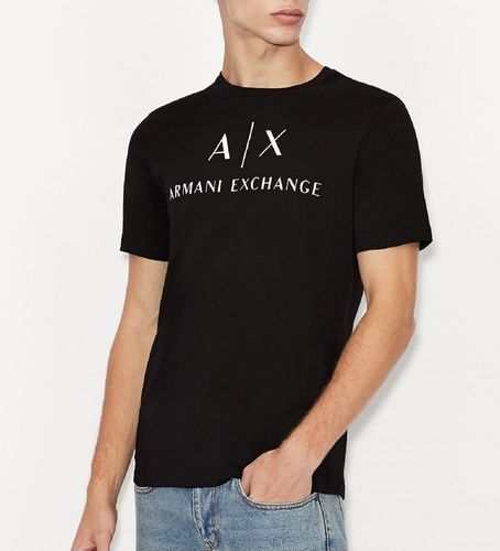 Til mænd. 8NZTCJZ8H4Z1200 T-shirt kortærmet bokskrave (XXL), Casual, Bomuld, Korte ærmer - Armani Exchange - Modalova