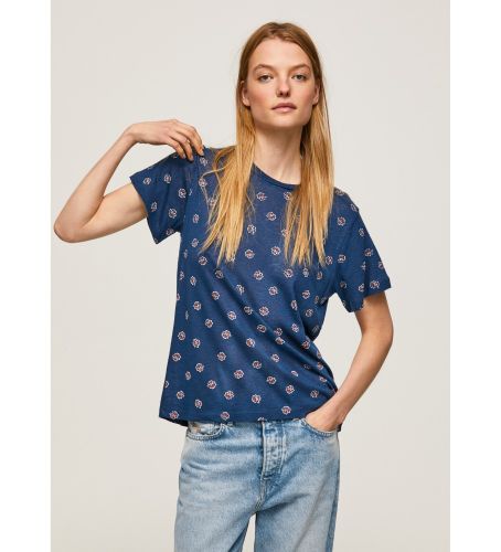 Til kvinder. PL505450 Nyla T-shirt (XS), Casual, Korte ærmer, Økologisk bomuld, Bæredygtig - Pepe Jeans - Modalova