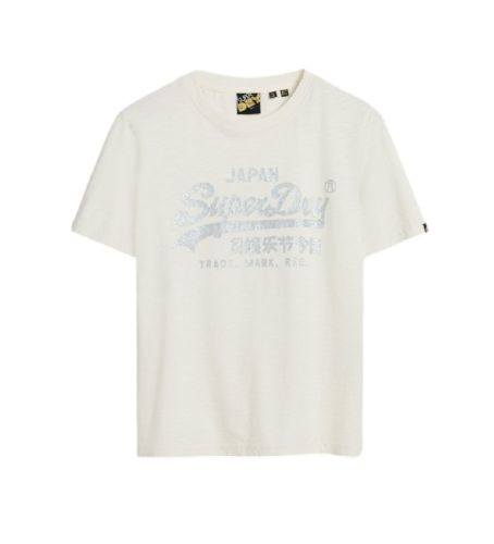 Til kvinder. W1011408A metallisk T-shirt med logo (S), Casual, Bomuld, Korte ærmer - Superdry - Modalova