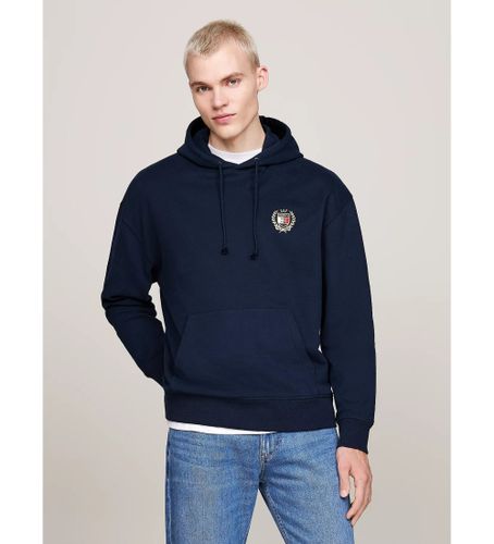 Til mænd. DM0DM19762 Navy sweatshirt med hætte og snøre (M), Casual, Økologisk bomuld, Bæredygtig, Blå - Tommy Jeans - Modalova