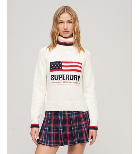 Til kvinder. W6110538A Amerikansk strikket pullover med turn-down-krave (M), Casual, Bomuld - Superdry - Modalova