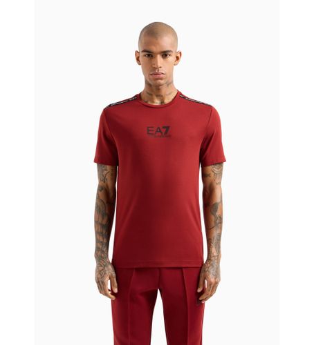 Til mænd. 6DPT10_PJTMZ Logo Series t-shirt med rund hals i bordeauxfarvet viskosestretchblanding (L), Casual, Sport, Multisport, Viscose - EA7 - Modalova